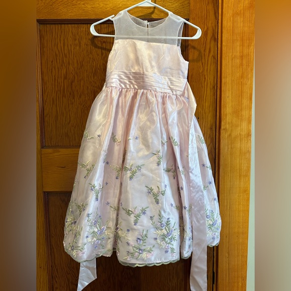 Cinderella Pink Ribbon Floral Embroidered Girls Formal Dress size 7 - Picture 1 of 9